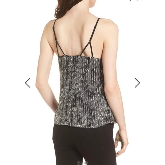 Parker Parker Justine Sequin Ruffled Frill Black Silver Camisole Top X-Small XS - Picture 3 of 9